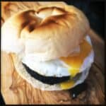Lancashire Bury Black Pudding and Fried Egg, Oven Bottom Muffin