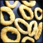 Breaded Onion Rings in an oven tray