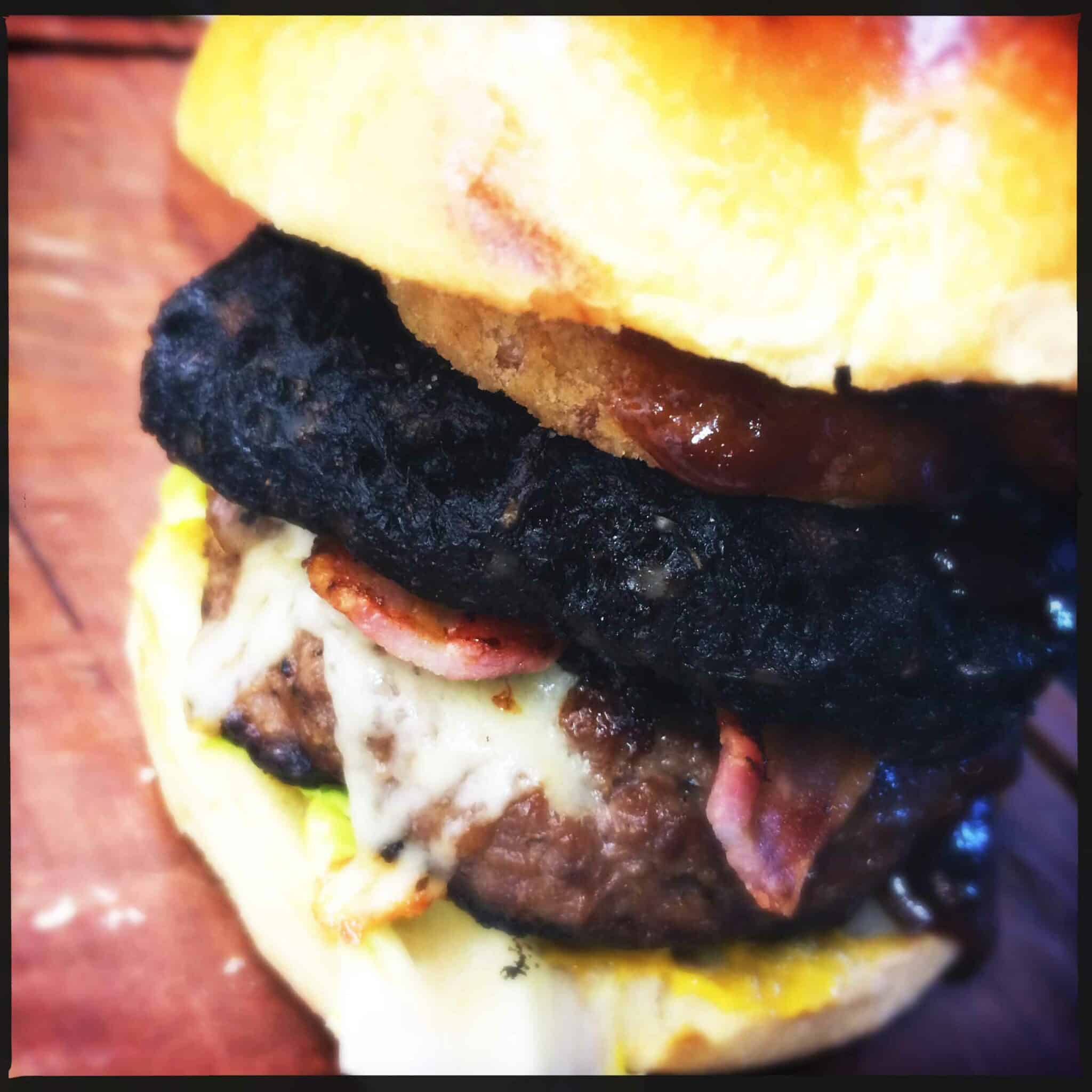 Bury Black Pudding Burger with BBQ Bourbon Whisky Sauce