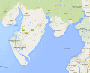 A map showing areas where our Salt Marsh lambs are farmed at Morecambe bay and the Duddon Estuary in Cumbria